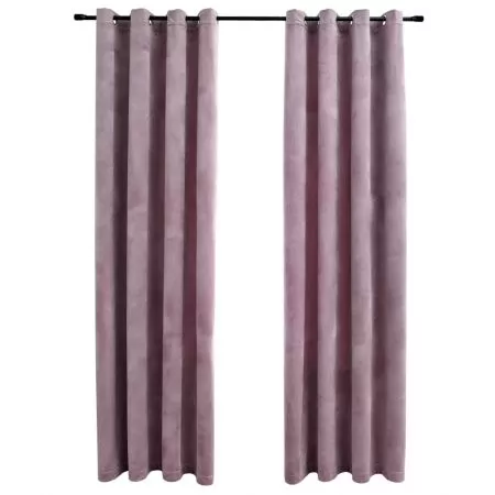 Set 2 bucati draperii opace cu inele, roz antichizat, 140 x 245 cm