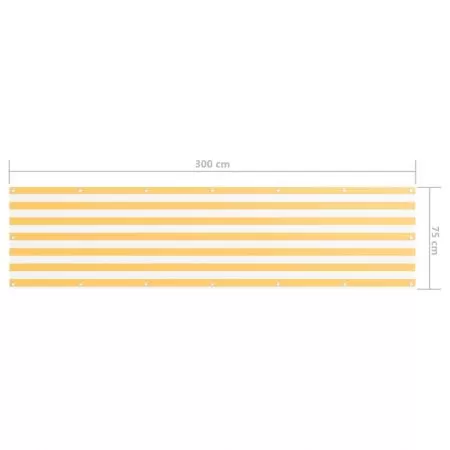 Paravan de balcon, alb si galben, 75 x 300 cm