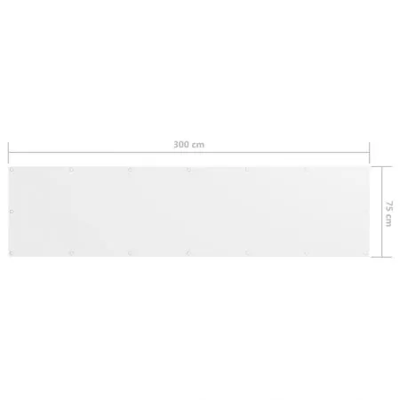 Paravan de balcon, alb, 75 x 300 cm