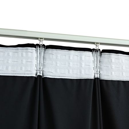 Set 2 bucati draperii opace cu carlige, negru, 140 x 175 cm