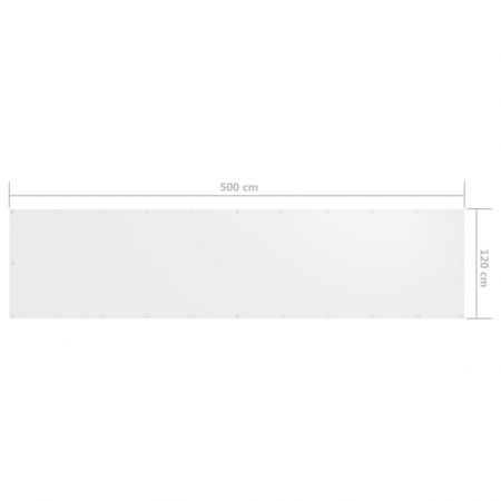 Paravan de balcon, alb, 120 x 500 cm