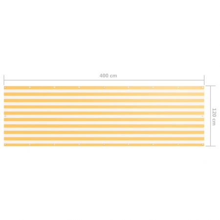 Paravan de balcon, alb si galben, 120 x 400 cm