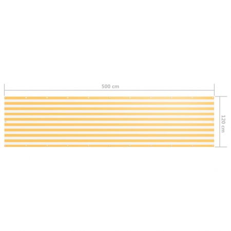 Paravan de balcon, alb si galben, 120 x 500 cm