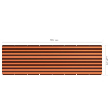 Paravan de balcon portocaliu si maro 120x400 cm tesatura oxford, portocaliu si maro, 120 x 400 cm