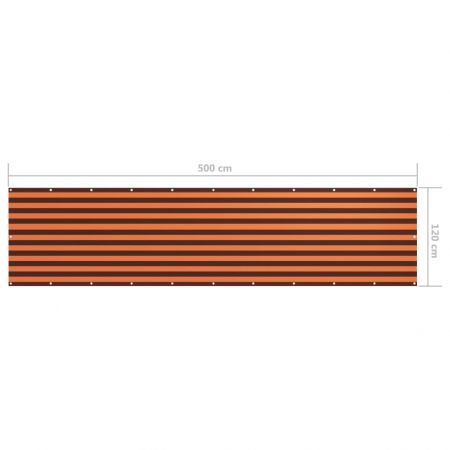 Paravan de balcon portocaliu si maro 120x500 cm tesatura oxford, portocaliu si maro, 120 x 500 cm