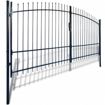 Poarta de gard cu usi duble, negru, 400 x 248 cm