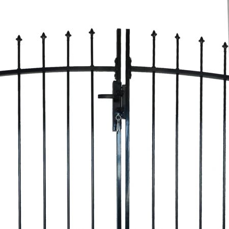 Poarta de gard cu usi duble, negru, 400 x 248 cm