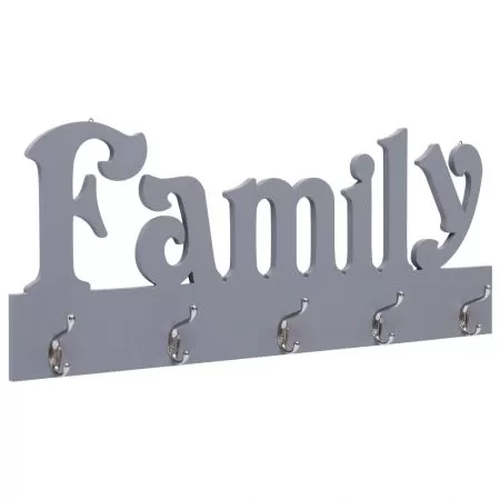  Cuier de perete FAMILY, gri, 74 x 29,5 cm