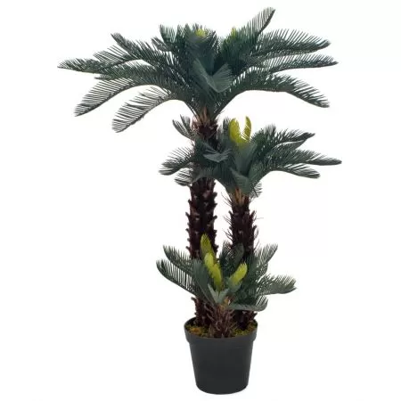  Plantă artificială palmier cycas cu ghiveci, verde, 125 cm