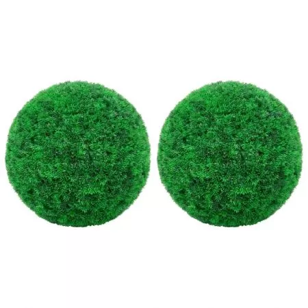 Set 2 bucati bile de arbusti cimisir artificiali, verde, 27 cm
