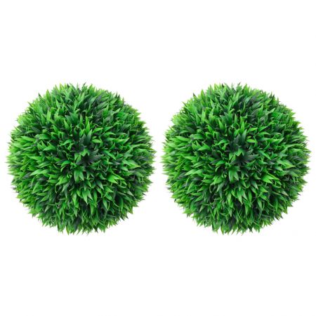 Set 2 bucati bile de arbusti cimisir artificiali, verde, 47 cm
