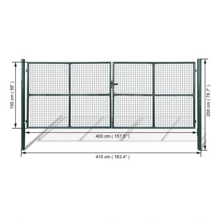 Gard din plasa pentru gradina 415 x 200 cm/400 x 150 cm, verde, 415 x 200 cm