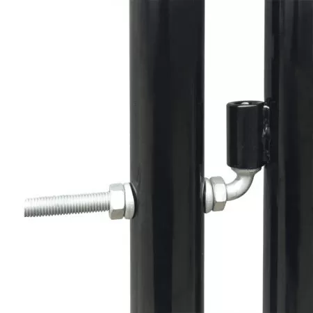Poarta de gard cu o usa, negru, 100 x 250 cm