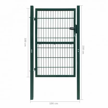 Poarta pentru gard 2D (simpla), verde, 106 x 230 cm