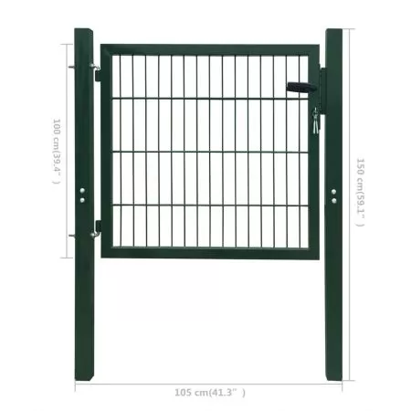 Poarta de gard, verde, 105 x 150 cm