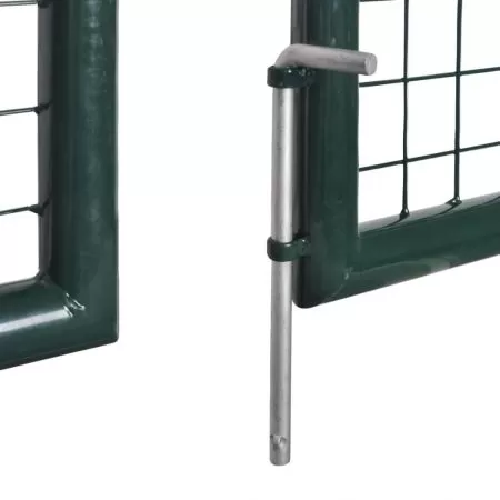 Poarta gard dubla din otel acoperit cu pulbere, verde