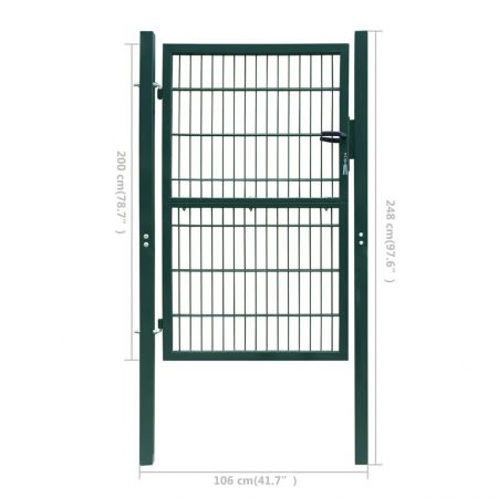 Poarta de gard, verde, 106 x 248 cm