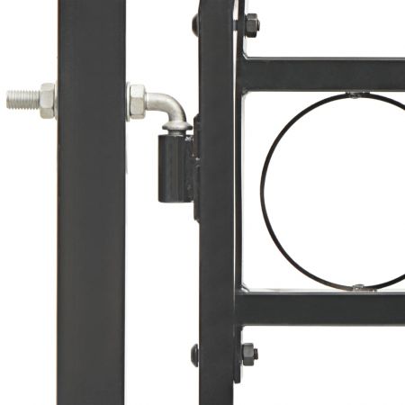 Poarta de gard cu arcada, negru, 100 x 125 cm