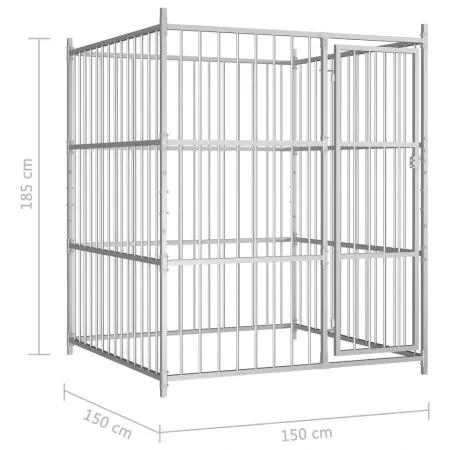 Padoc pentru caini de exterior, argintiu, 150 x 150 x 185 cm