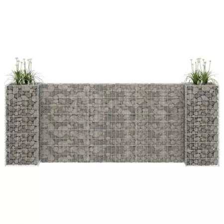  Jardinieră gabion în formă de H, 260 x 40 x 100 cm, sârmă oțel
