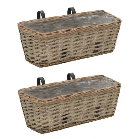  Jardinieră de balcon, 2 buc., 40 cm, răchită căptușeală PE