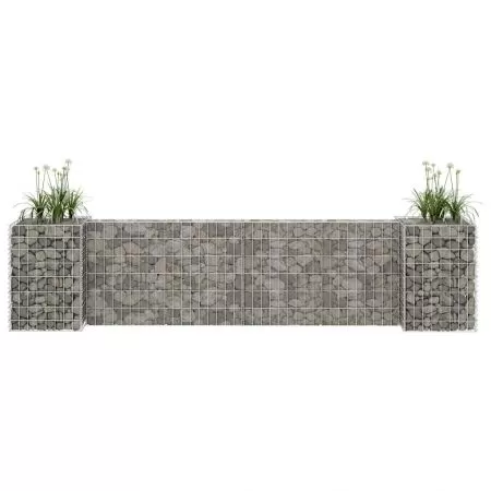  Jardinieră gabion în formă de H, sârmă oțel, 260 x 40 x 60 cm