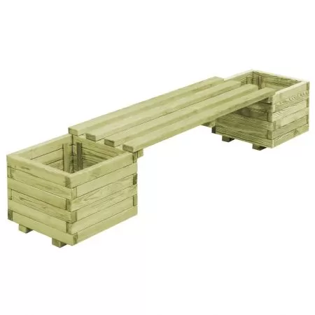  Bancă de grădină cu jardiniere, lemn de pin tratat 