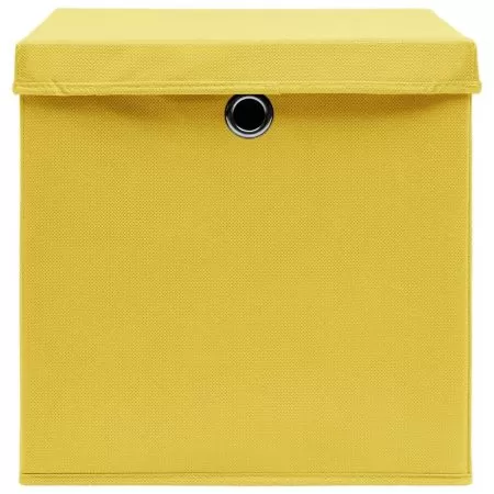 Set 4 bucati cutii depozitare cu capace, galben