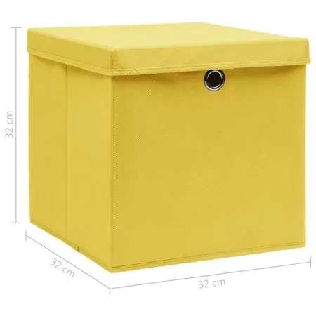 Set 4 bucati cutii depozitare cu capace, galben