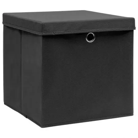 Set 4 bucati cutii depozitare cu capace, negru