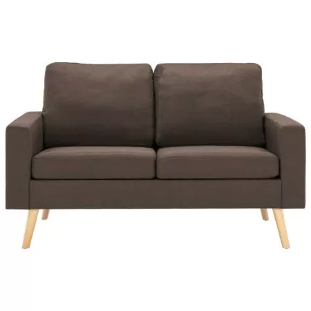 Canapea cu 2 locuri, maro, material textil
