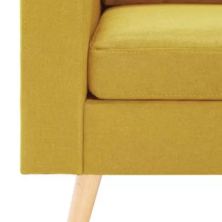 Canapea cu 3 locuri si taburet, galben, 184 x 76 x 82.5 cm