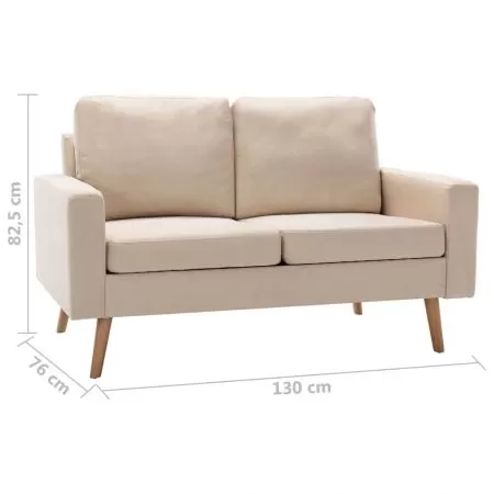 Canapea cu 2 locuri, crem, 130 x 76 x 82.5 cm