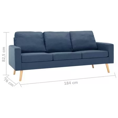 Canapea cu 3 locuri, albastru, 184 x 76 x 82.5 cm