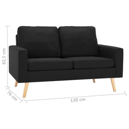 Canapea cu 2 locuri, negru, 130 x 76 x 82.5 cm
