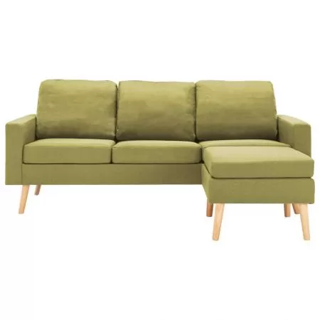 Canapea cu 3 locuri si taburet, verde, 184 x 76 x 82.5 cm