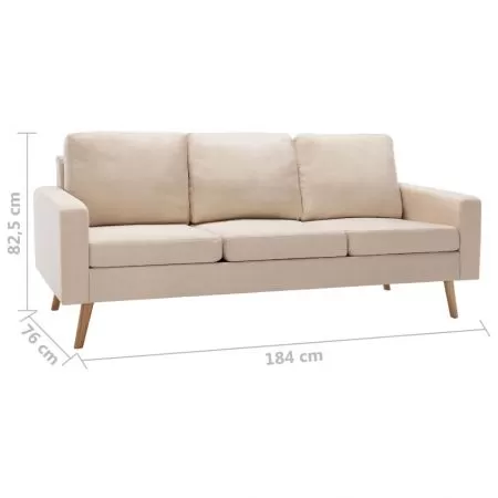 Canapea cu 3 locuri, crem, 184 x 76 x 82.5 cm