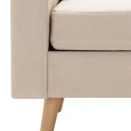 Canapea cu 3 locuri si taburet, crem, 184 x 76 x 82.5 cm