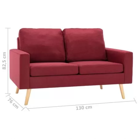 Canapea cu 2 locuri, bordo, 130 x 76 x 82.5 cm