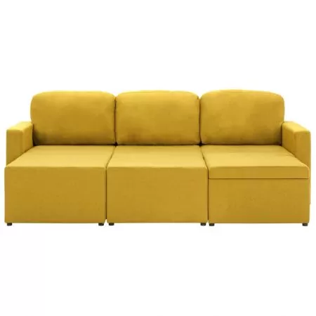 Canapea extensibila modulara cu 3 locuri galben material textil, galben, 216 x 149 x 63 cm