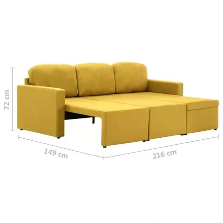 Canapea extensibila modulara cu 3 locuri galben material textil, galben, 216 x 149 x 63 cm