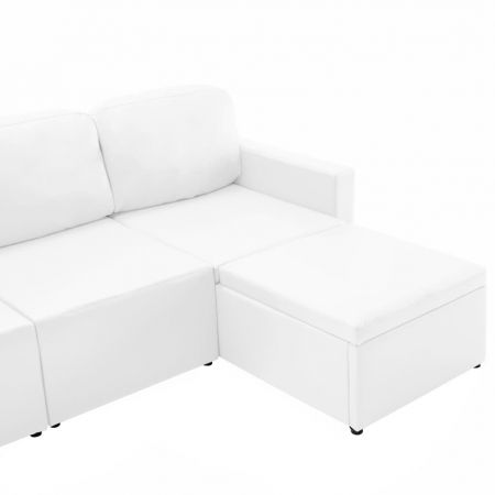 Canapea extensibila modulara cu 3 locuri, alb, 216 x 149 x 63 cm