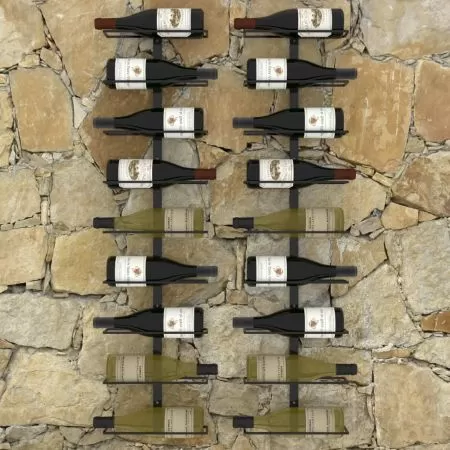 Suporturi sticle de vin de perete 18 sticle 2 buc. negru fier