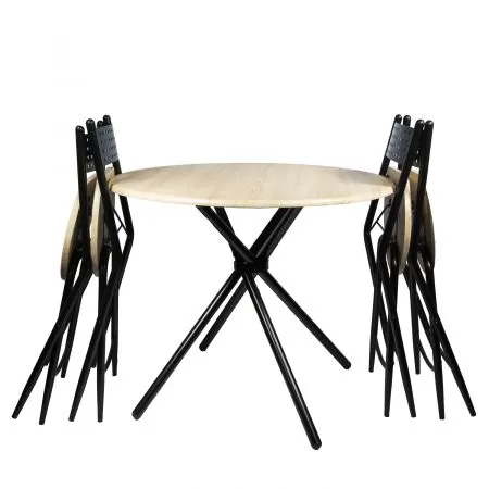 Set masa Kaliope cu 4 scaune, natur, 90x90x77 cm