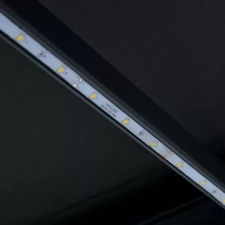 Copertina retractabila manual cu LED, antracit, 450 x 300 cm