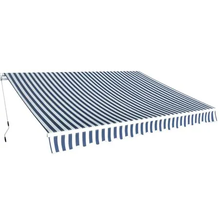  Copertină pliabilă cu acționare manuală, 350 cm, albastru/alb