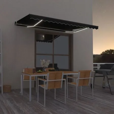  Copertină manuală retractabilă, cu LED, antracit, 450x350 cm