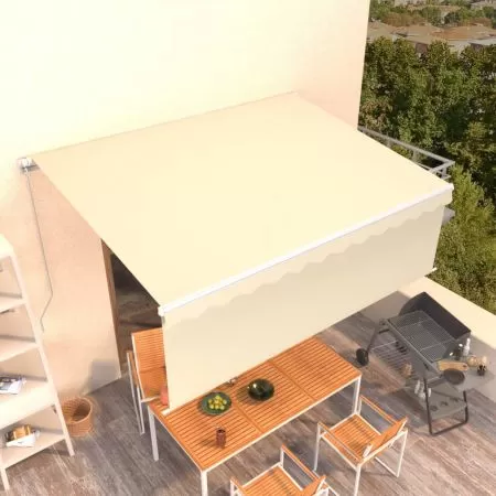 Copertină retractabilă manual cu stor, crem, 4x3 m
