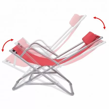 Set 2 bucati scaune de terasa rabatabile, rosu, 69 x 61 x 94 cm