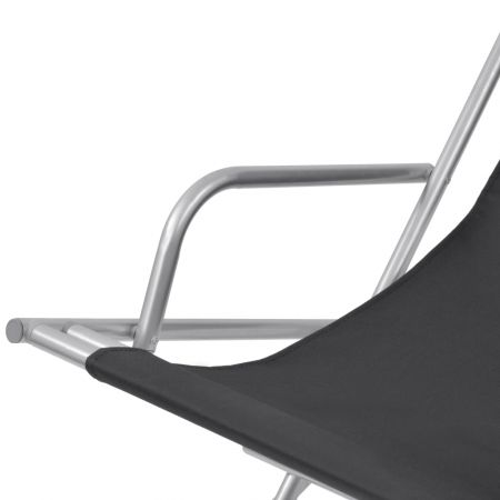 Set 2 bucati scaune de terasa rabatabile, negru, 69 x 61 x 94 cm